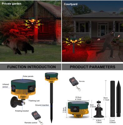 Lâmpada de retalho recarregável com energia solar, dissuasora de latidos de cães, ultra-sônica, repelente de animais