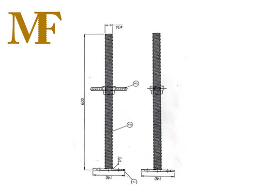 parafuso sem emenda Jack Base do andaime do tubo de aço de 34*600mm