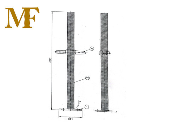 O mergulho quente de Coreia galvanizou o parafuso Jack Base do andaime de 43mm